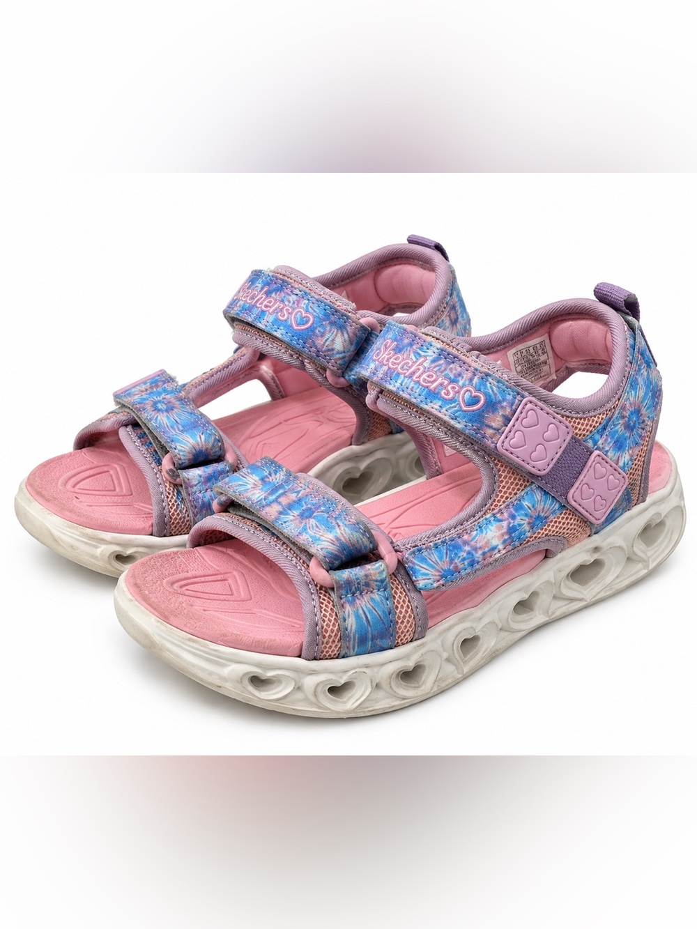 Skechers Girls Heart Lights Sandals Pink Blue Size 3